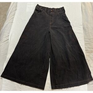 VTG Auraze For Beau Baker 90s Wide Leg Skater Raver Pants Men's M Black Denim‎